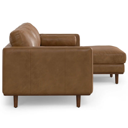 Morrison Upholstered Sectional Sofa tan leather with wood legs Unique Piece Furniture on Tampa Home & Garden Store