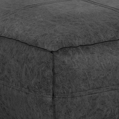 Large square coffee table pouf with vegan cover in dark charcoal faux leather on Tampa Home & Garden Store