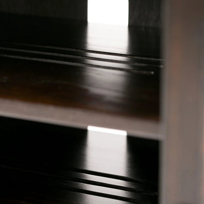 Amherst - TV Media Stand handcrafted in black wood with slatted shelves on Tampa Home & Garden Store