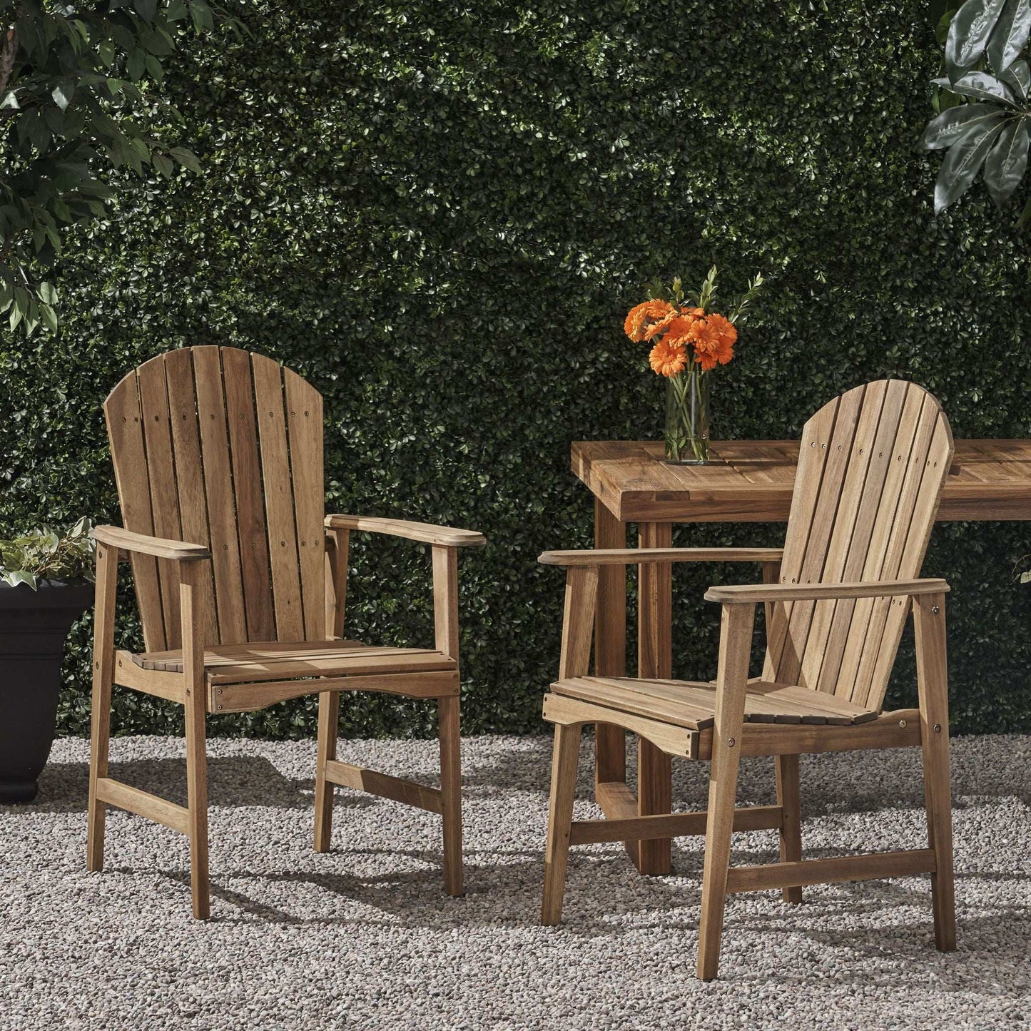 Outdoor Weather Resistant Acacia Wood Adirondack Chairs set of 2 in natural wood by HouseOfZazla on Tampa Home & Garden Store