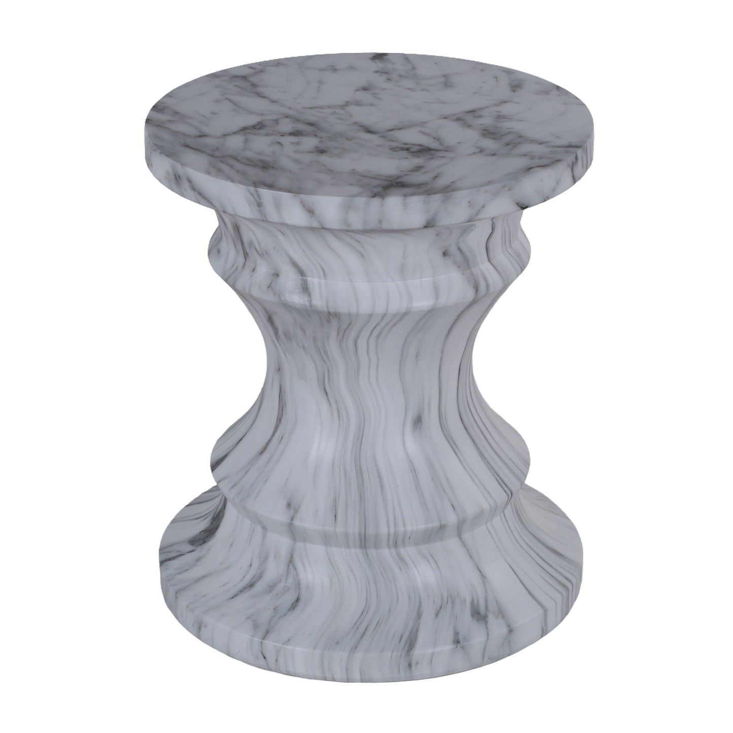Geometric Faux Marble Round Table and Stand