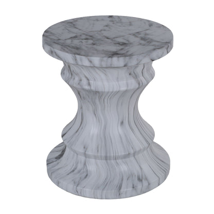 Geometric Faux Marble Round Table and Stand