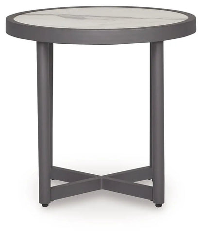 Ocean Beach Round Table in Gray Marble Look