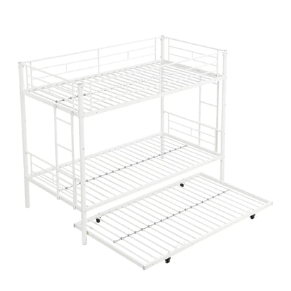 Bunk bed by Unique Piece Furniture, white metal with trundle and guard rails on Tampa Home & Garden Store