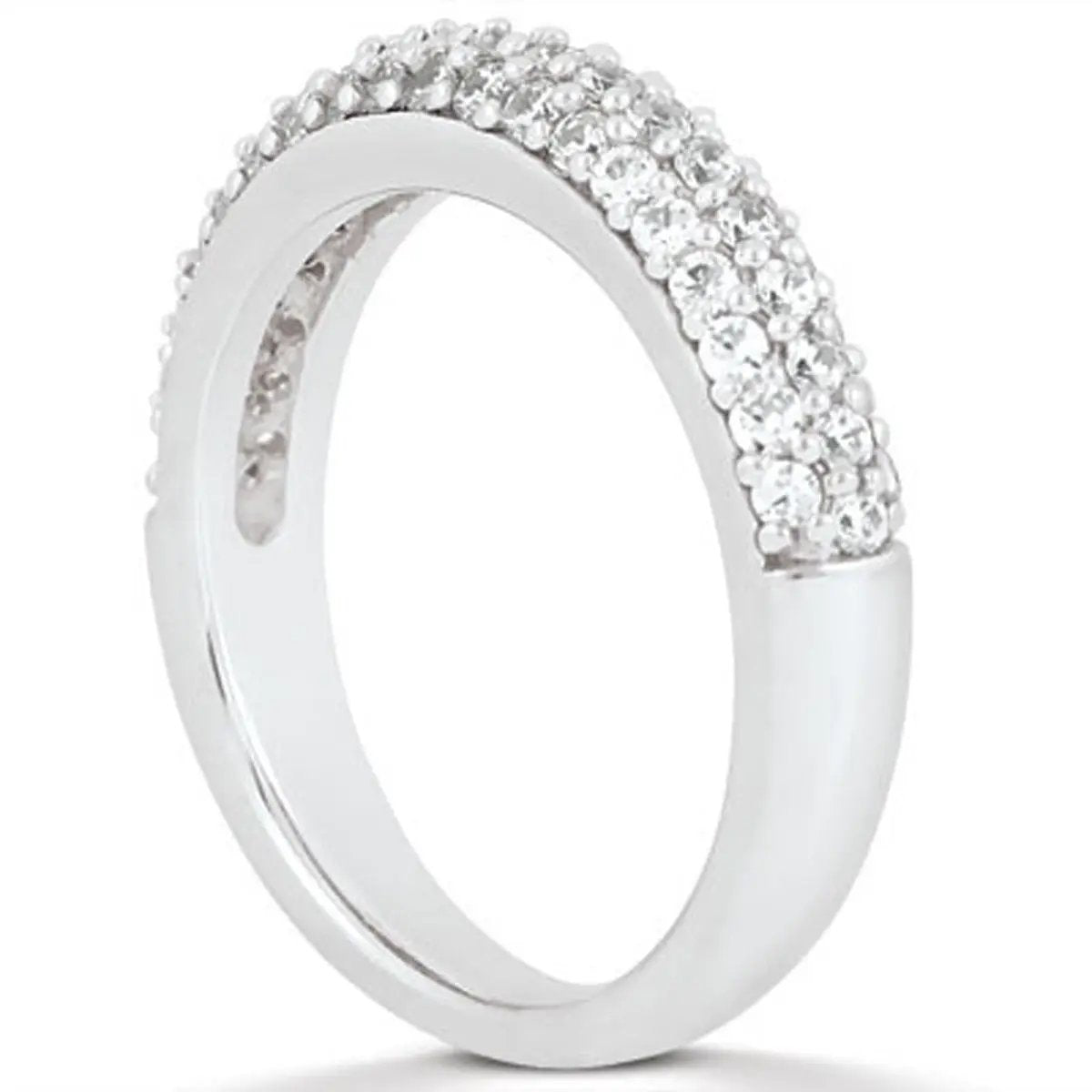 14k white gold triple micro-pave diamond wedding ring band by Bids.com on Tampa Home & Garden Store