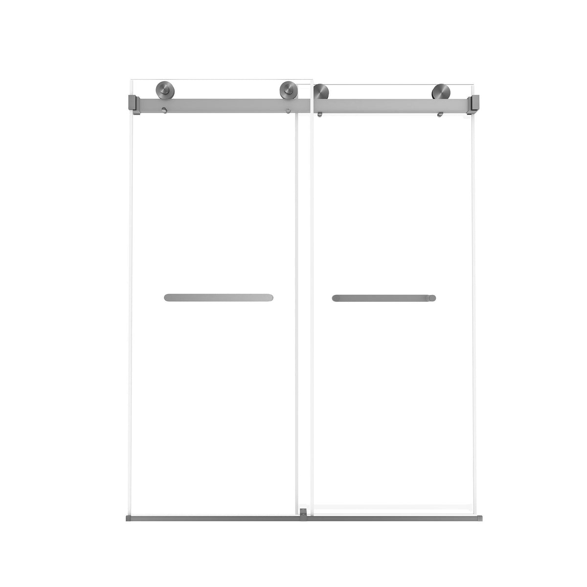 Frameless double sliding shower door with tempered glass in gray hardware by HouseOfZazla on Tampa Home & Garden Store