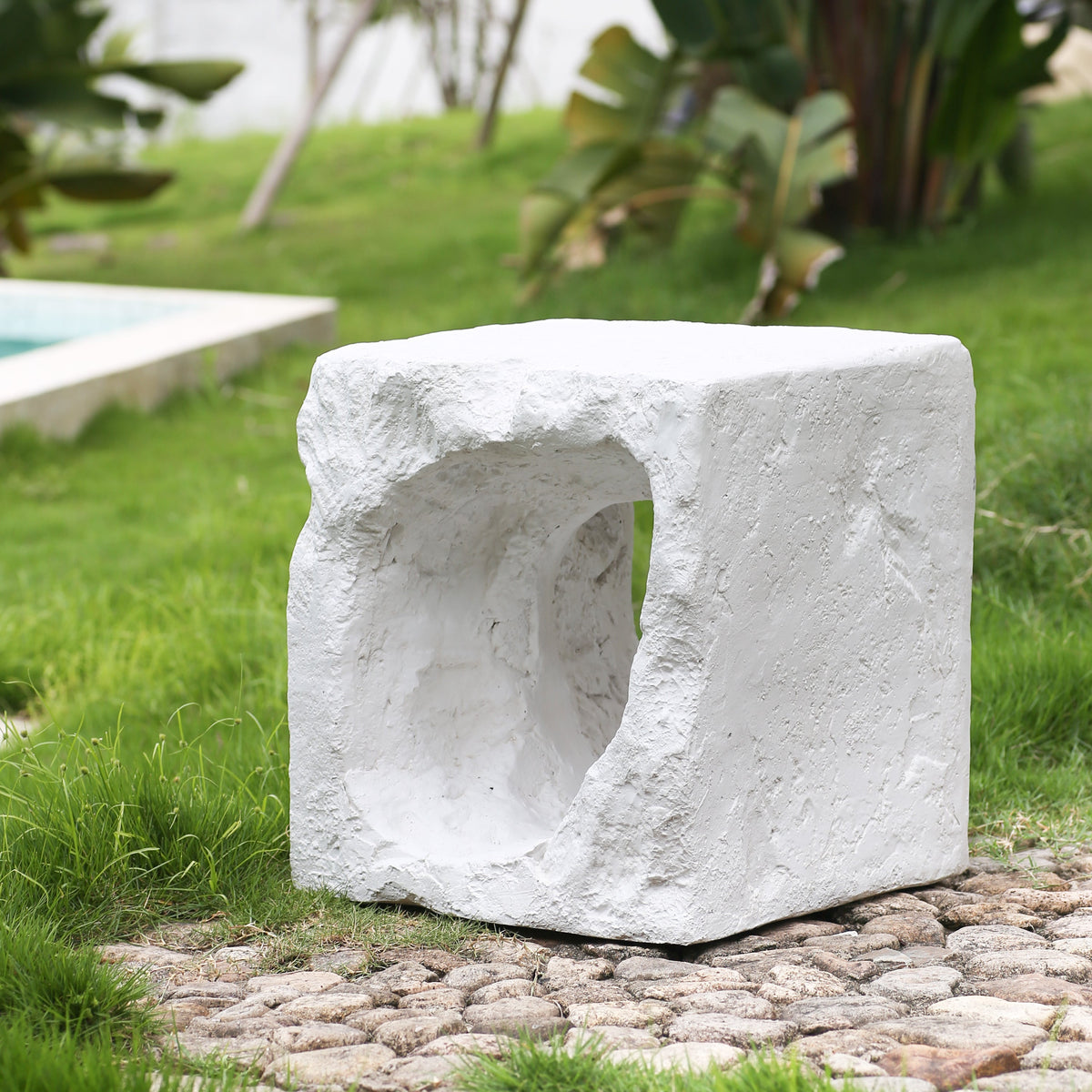 Lyra Outdoor Patio Karst Cave Inspired MGO Side Table White outdoor furniture on Tampa Home & Garden Store