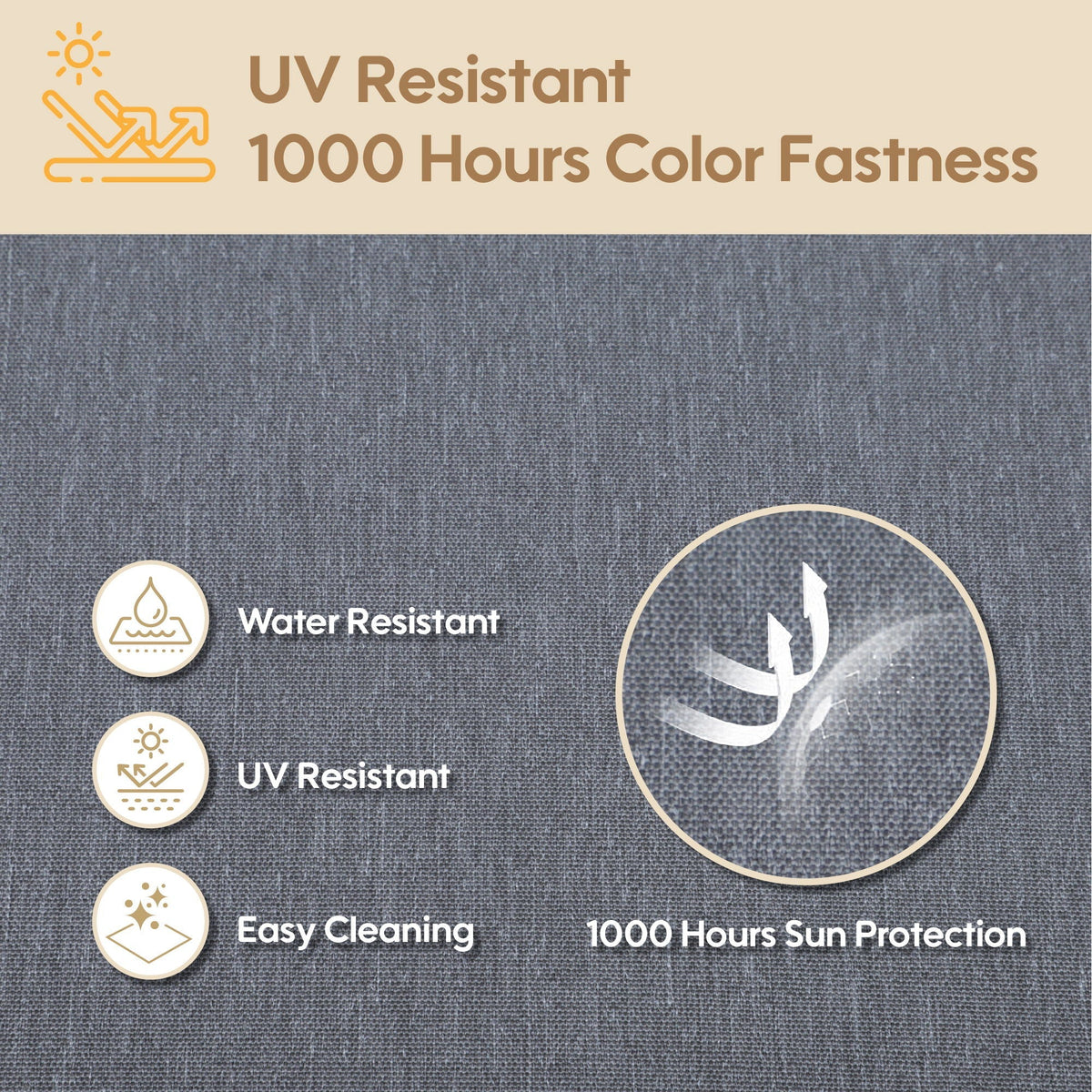Deep Seat Cushions for Patio gray fabric by HouseOfZazla with UV Resistant and Easy Cleaning on Tampa Home & Garden Store