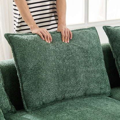 Oversized Sectional Sofa with Chaise emerald green boucle fabric with plush cushions on Tampa Home & Garden Store