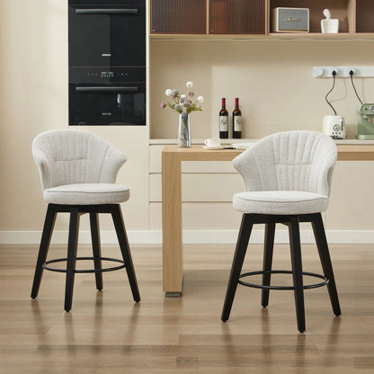 Wing Back Swivel Bar Stools Set of 2 gray fabric black metal legs Unique Piece Furniture on Tampa Home & Garden Store