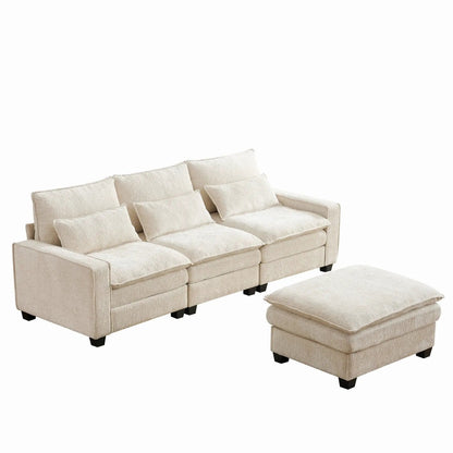 Beige fabric L-shaped sectional with movable ottoman; 2-piece set Unique Piece Furniture on Tampa Home & Garden Store