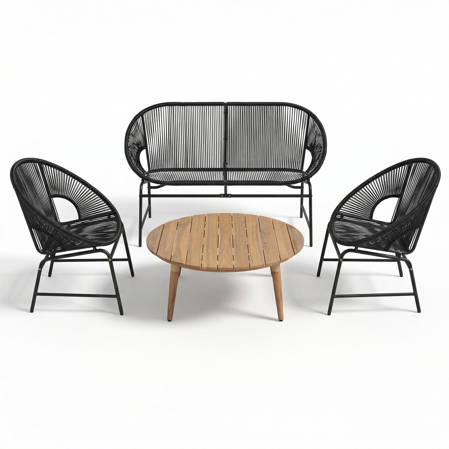 Nusa Outdoor Patio 4 Piece Chat Set with Table
