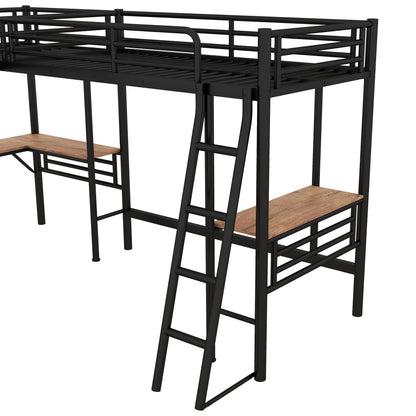 Twin Loft Bed With 2 Built In Desks, black metal frame, mission style HouseOfZazla on Tampa Home & Garden Store