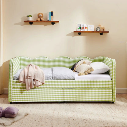 Gingham Daybed With USB Port and Wave Design