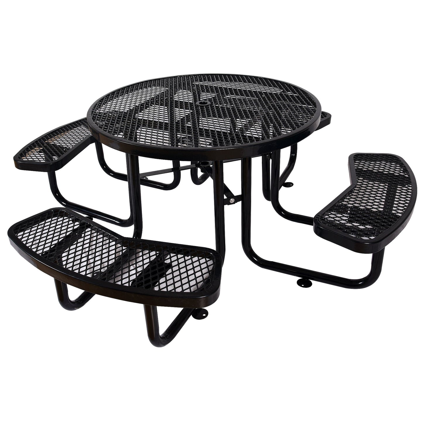 Round Outdoor Steel Picnic Table with Pole