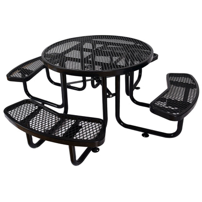 Round Outdoor Steel Picnic Table with Pole