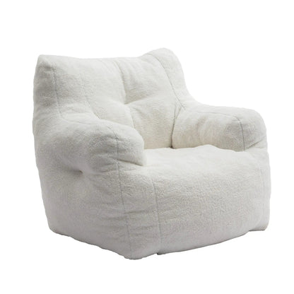 Soft Teddy Fabric Bean Bag Chair With Tufted Foam