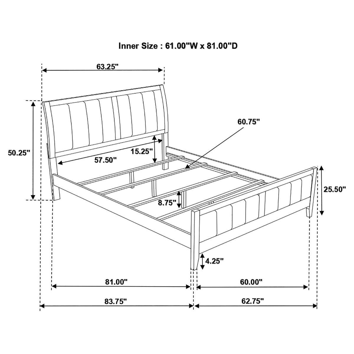 Queen Panel Bed with brown upholstered headboard and footboard by HouseOfZazla on Tampa Home & Garden Store