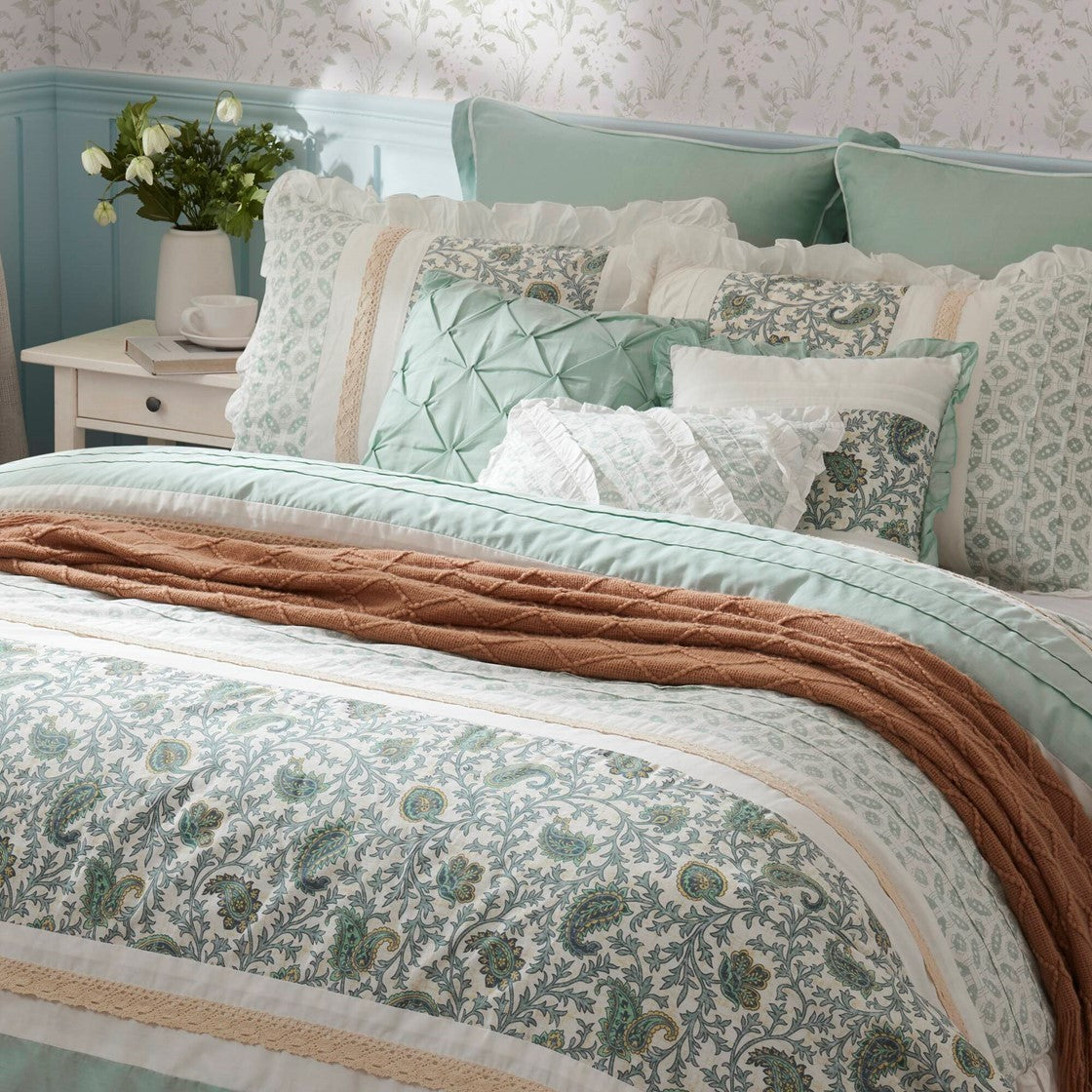 9 Piece Cotton Percale Comforter Set Aqua by HouseOfZazla, bedding with quilted accents on Tampa Home & Garden Store