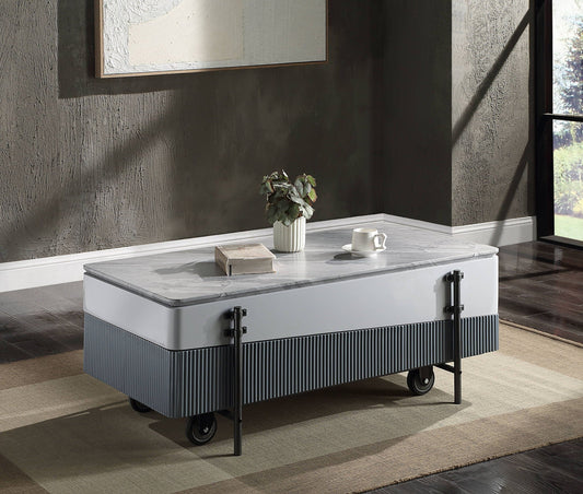 Wilkins High Gloss Lift-Top Coffee Table gray/white by HouseOfZazla with casters on Tampa Home & Garden Store