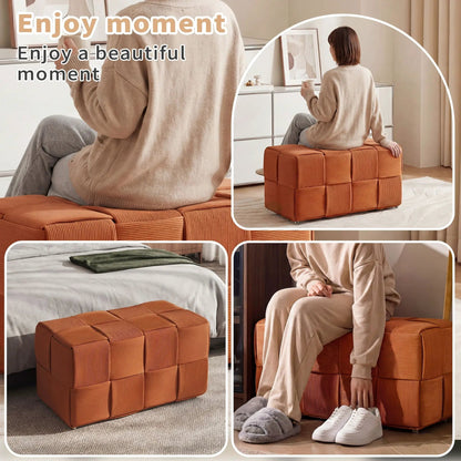 Modern Ottoman Foot Rest with Woven Design