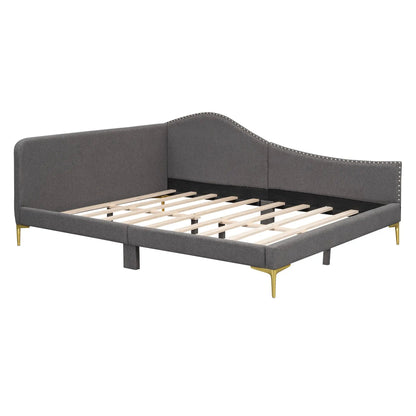 Upholstered Daybed with Headboard and Armrest