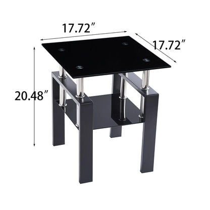 Tempered Glass Table With Storage For Living Room