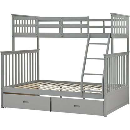 Bunk bed with ladder and safety guard rails by HouseOfZazla, gray wood finish on Tampa Home & Garden Store