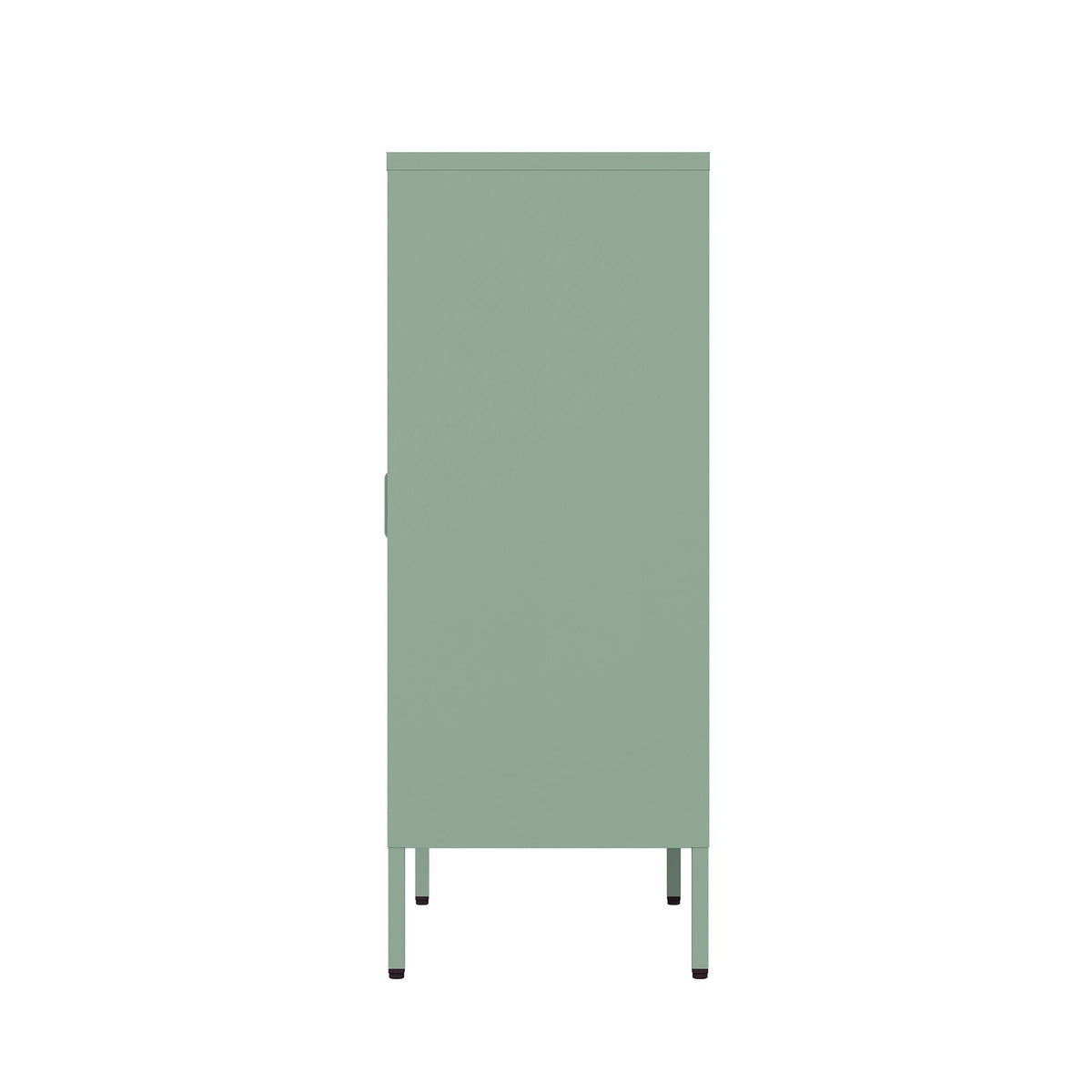 Accent cabinet with adjustable shelves in sage green steel finish on Tampa Home & Garden Store