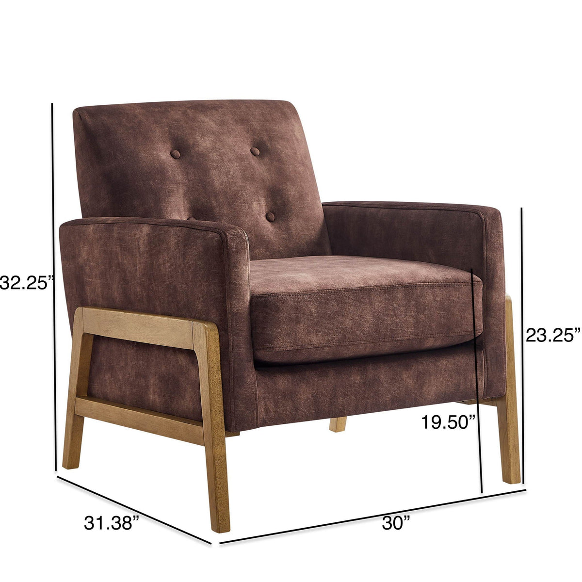 Tufted Back Accent Arm Chair in dark brown upholstery with light wood legs by HouseOfZazla on Tampa Home & Garden Store