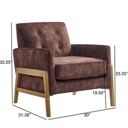 Tufted Back Accent Arm Chair in dark brown upholstery with light wood legs by HouseOfZazla on Tampa Home & Garden Store