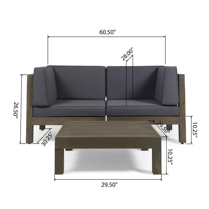 Brava X-Back 2-Piece Outdoor Sectional Loveseat with table, wood frame by HouseOfZazla on Tampa Home & Garden Store
