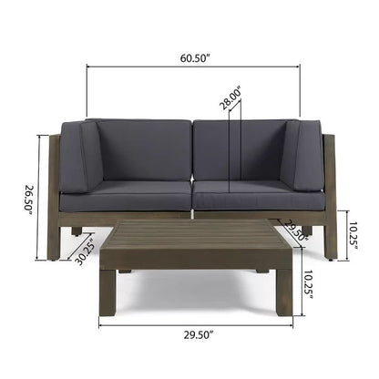 Brava X-Back 2-Piece Outdoor Sectional Loveseat with table, wood frame by HouseOfZazla on Tampa Home & Garden Store