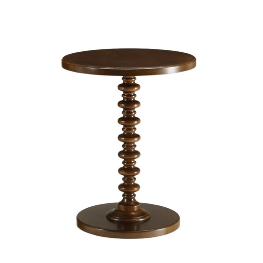 Acton Round Accent Table dark brown wood with turned pedestal base Unique Piece Furniture on Tampa Home & Garden Store