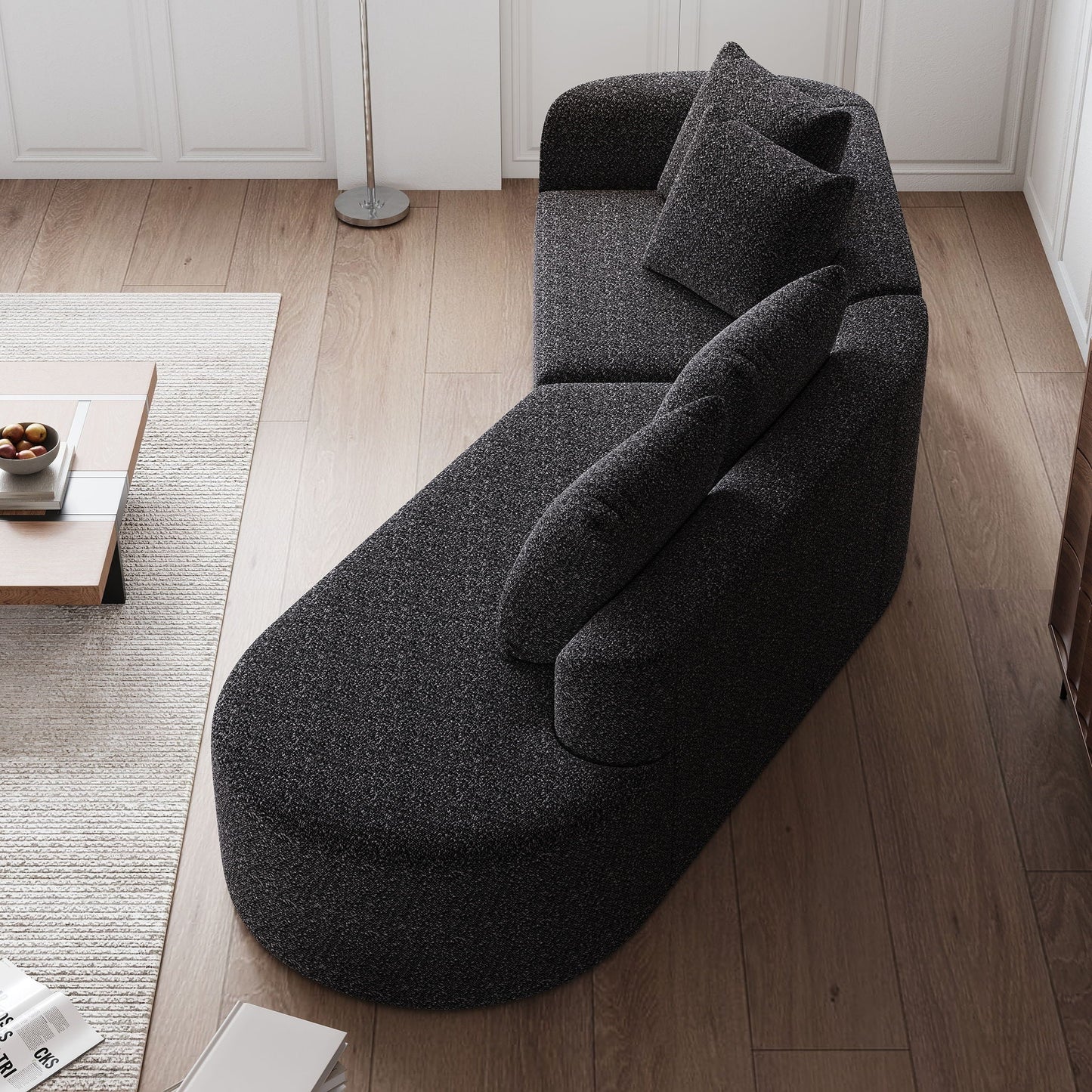 Chenille Sectional Sofa and Soft Throw Pillows