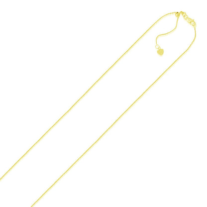 14k yellow gold adjustable cable chain necklace 0.9mm with small heart charm on Tampa Home & Garden Store