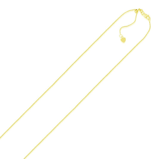 14k yellow gold adjustable cable chain necklace 0.9mm with small heart charm on Tampa Home & Garden Store