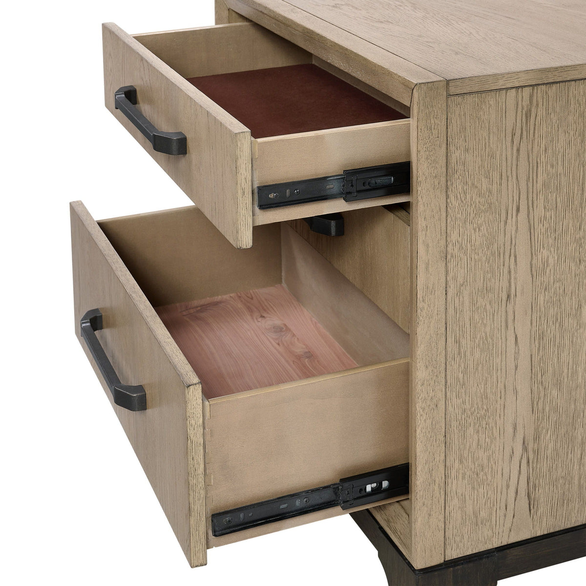 3-drawer brown wood nightstand with black metal handles by HouseOfZazla on Tampa Home & Garden Store