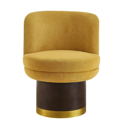 Round swivel accent chair with ergonomic backrest in mustard velvet upholstery on Tampa Home & Garden Store