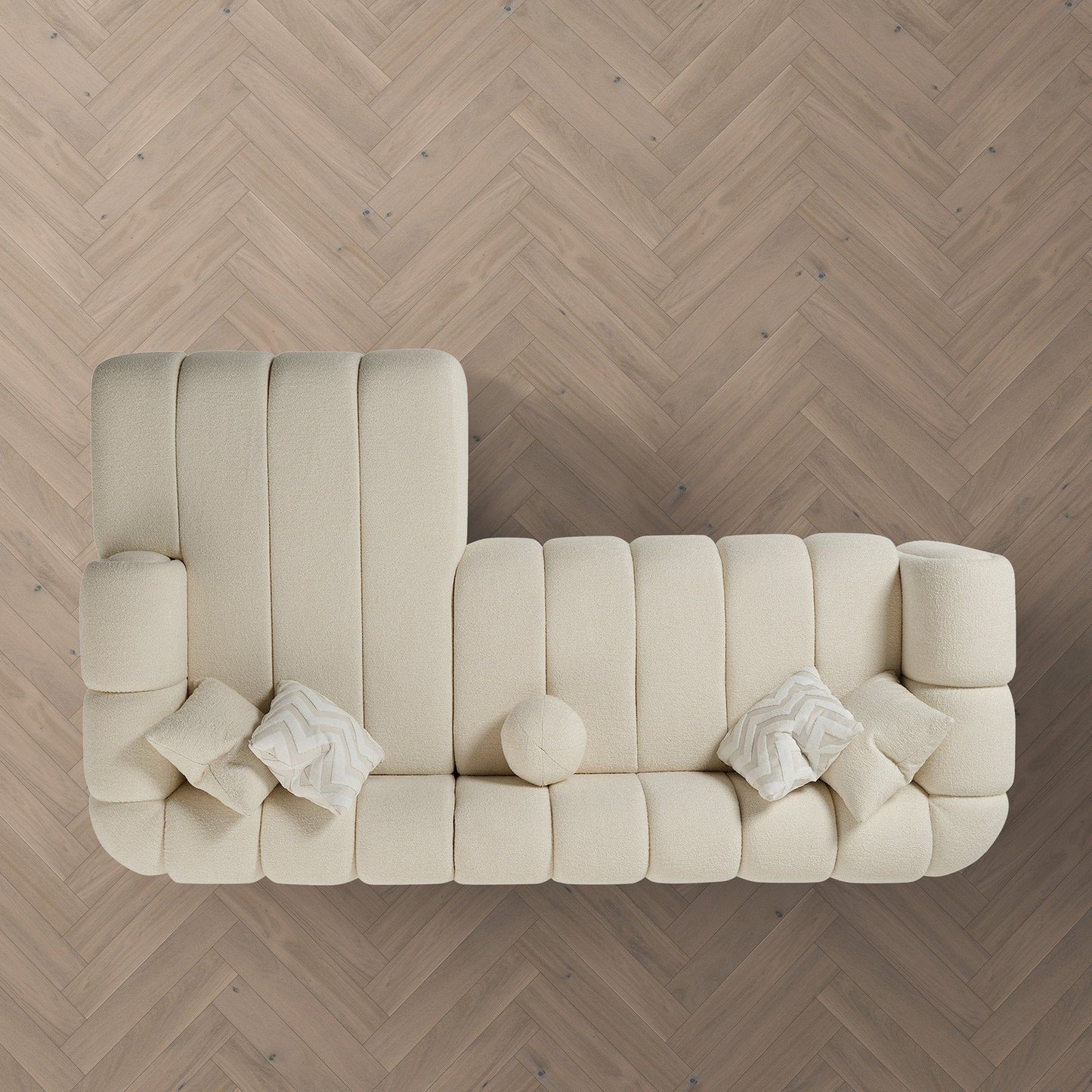 Beatrice ivory modern tufted right sectional sofa by HouseOfZazla on Tampa Home & Garden Store