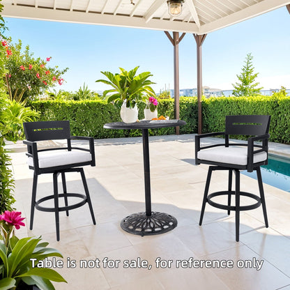Outdoor Swivel Bar Chairs Ergonomic 360 Set of 2