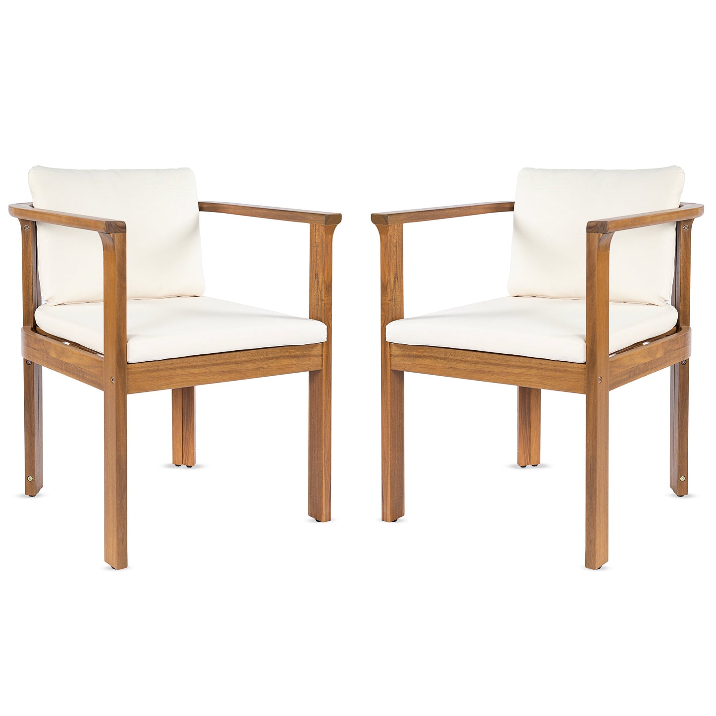 Set of 2 Curved Acacia Wood Outdoor Chairs