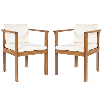 Set of 2 Curved Acacia Wood Outdoor Chairs