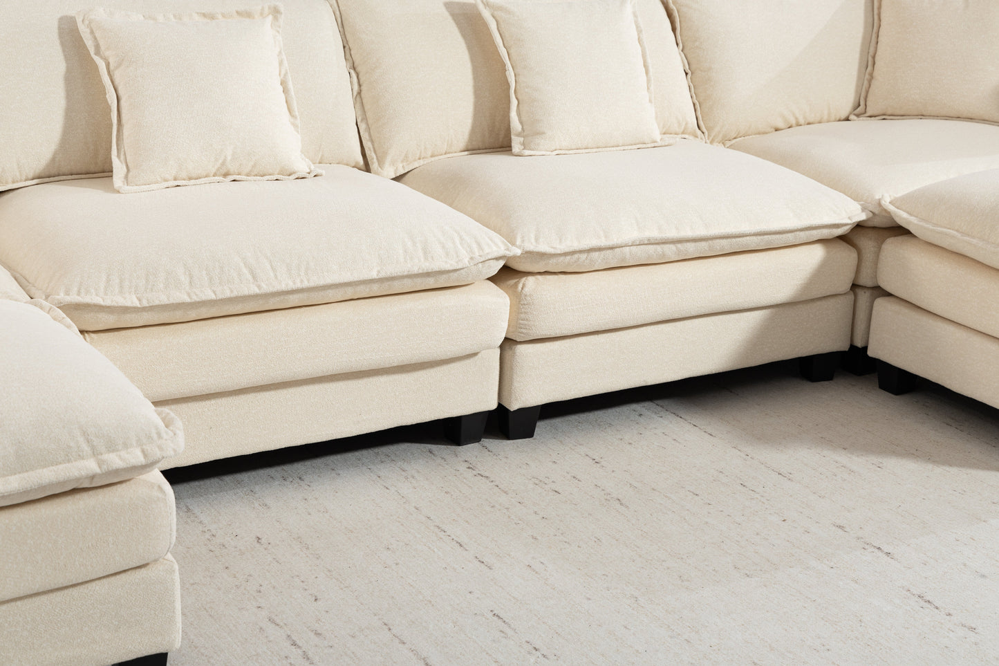 Modern 4-Seater Sectional Sofa with 2 Ottomans in beige fabric by HouseOfZazla on Tampa Home & Garden Store