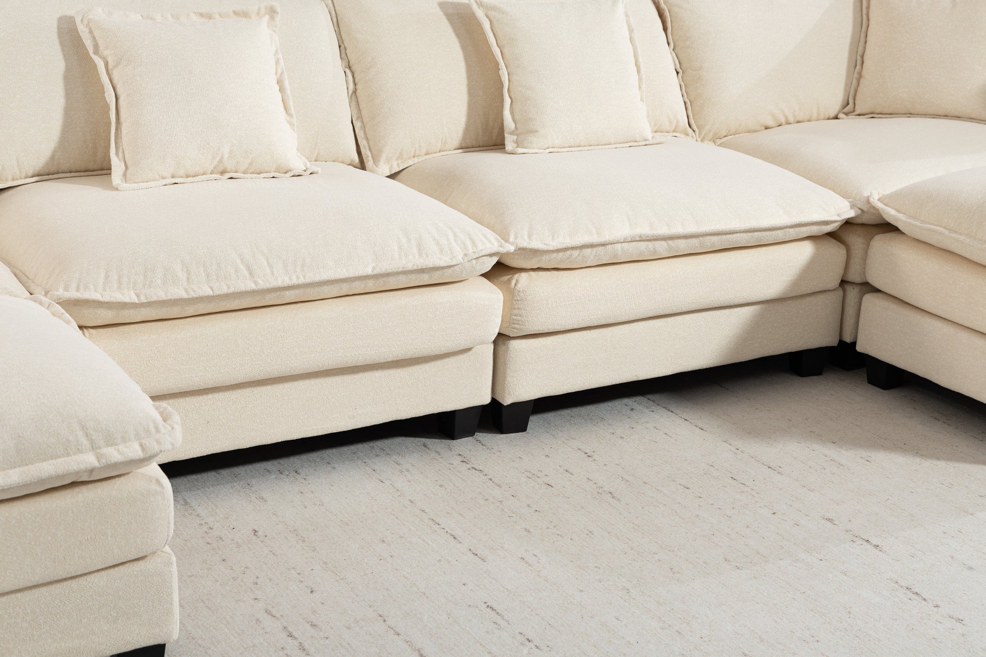 Modern 4-Seater Sectional Sofa with 2 Ottomans in beige fabric by HouseOfZazla on Tampa Home & Garden Store