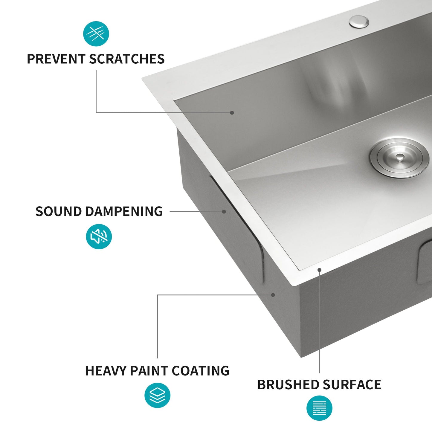 Topmount Brushed Stainless Steel Kitchen Sink