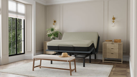 Gel Comfort 8in Firm Hybrid Mattress HouseOfZazla light beige top with black base on Tampa Home & Garden Store