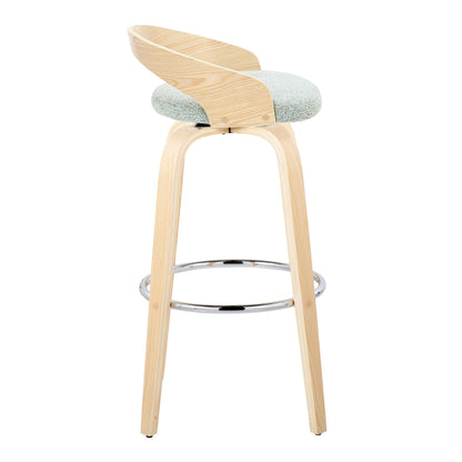 Contemporary fixed-height barstool with swivel seat, light oak frame, gray cushion on Tampa Home & Garden Store