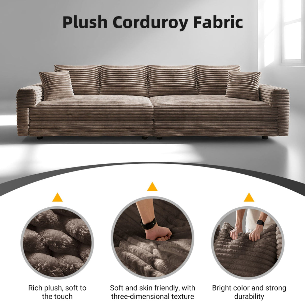 Deep Seat Sofa Bed With Ottoman and Soft Pillows