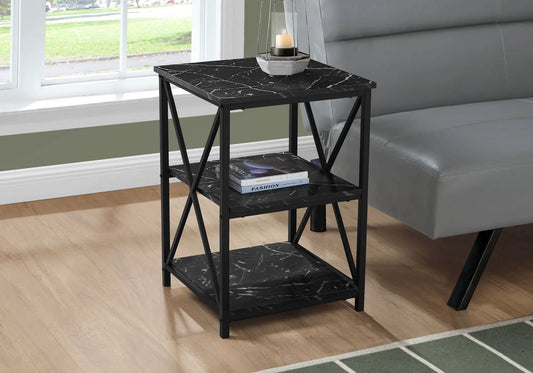 3 Tier Accent Table marble-look top with black metal frame by Unique Piece Furniture on Tampa Home & Garden Store